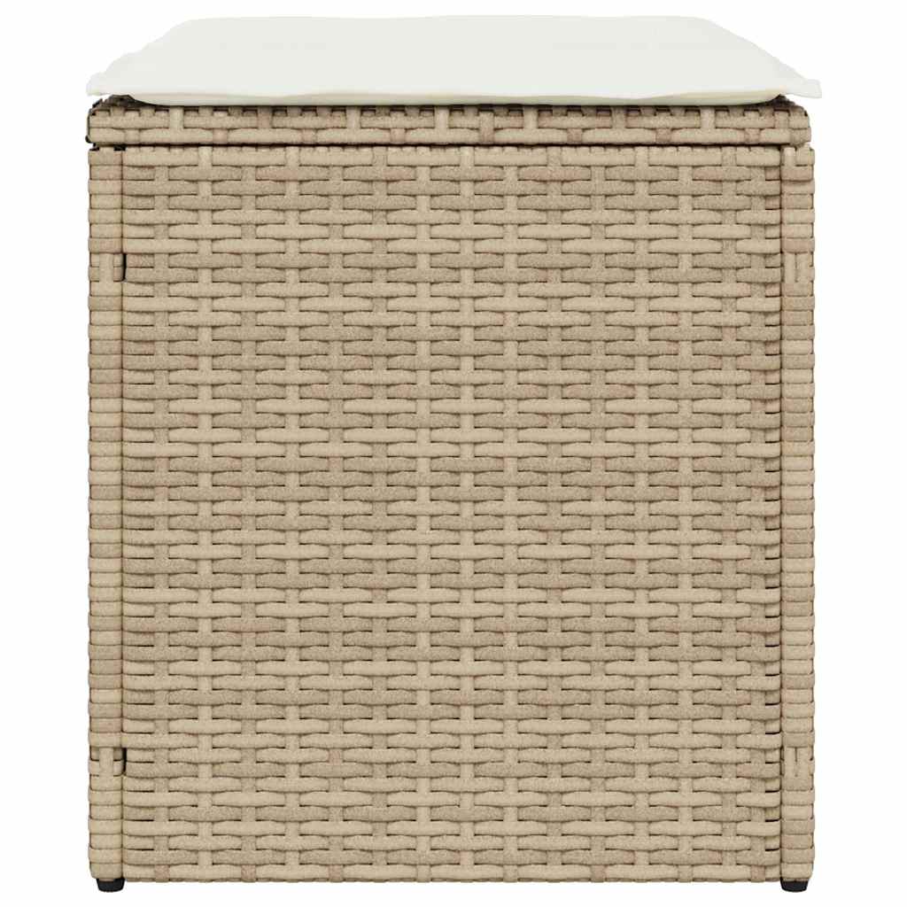 Sgabelli Giardino con Cuscini 4pz Beige 40x40x43 cm Polyrattan 4104043