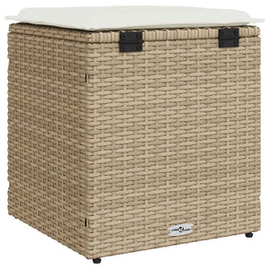 Sgabelli Giardino con Cuscini 4pz Beige 40x40x43 cm Polyrattan 4104043