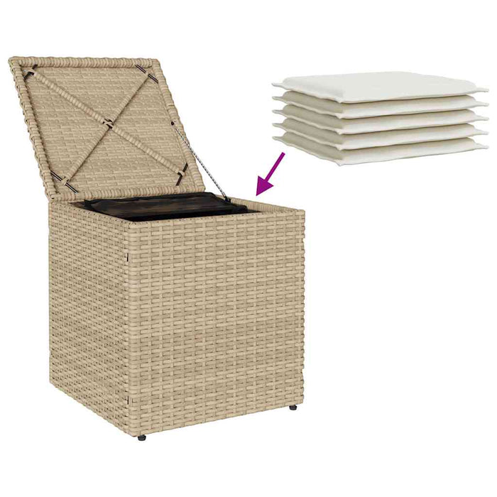 Sgabelli Giardino con Cuscini 4pz Beige 40x40x43 cm Polyrattan 4104043