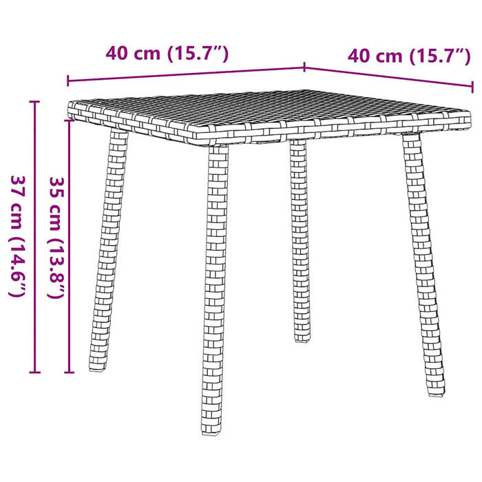 Tavolino da Giardino Rettangolare Nero 40x40x37 cm Polyrattan 4104045