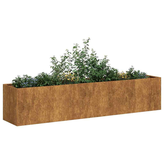 Fioriera Arrugginita 200x40x40 cm in Acciaio Corten 860688