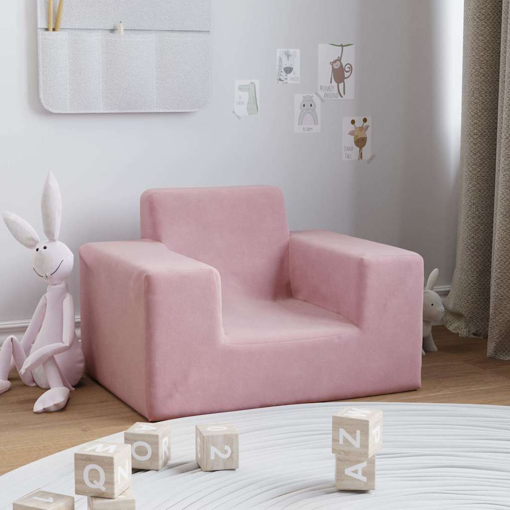 Divano per Bambini Rosa in Morbido Peluche 4104777