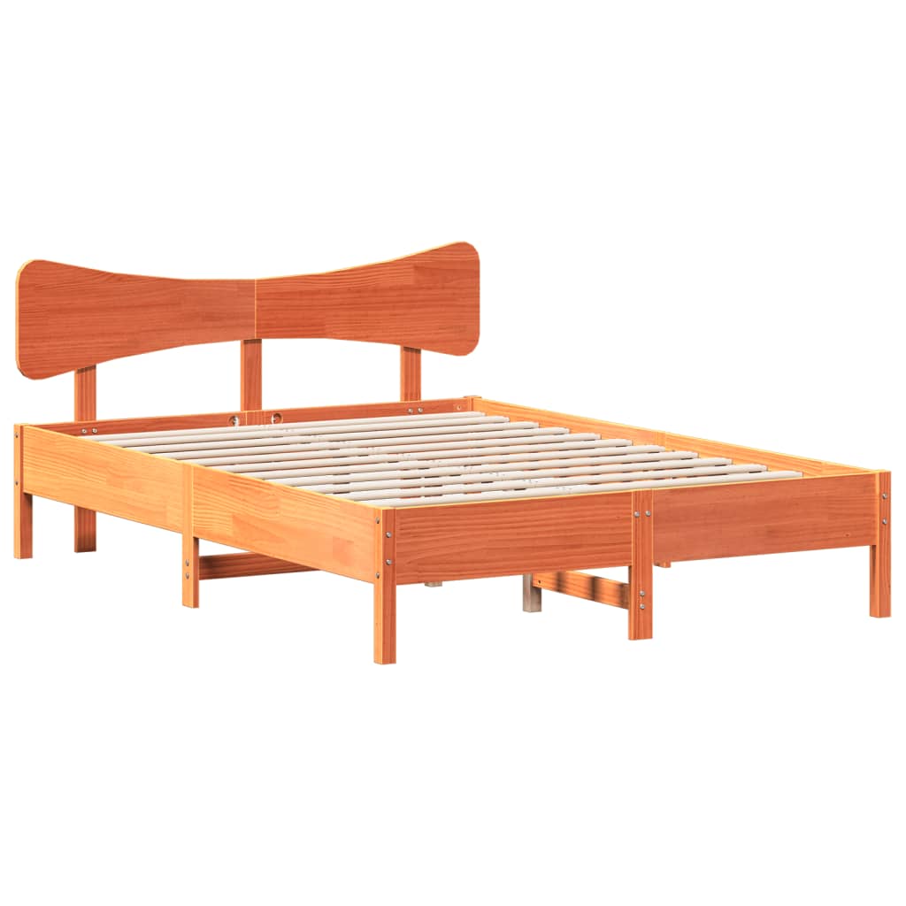 Letto senza Materasso Marrone Cera 140x190 cm in Legno di Pino 3328246