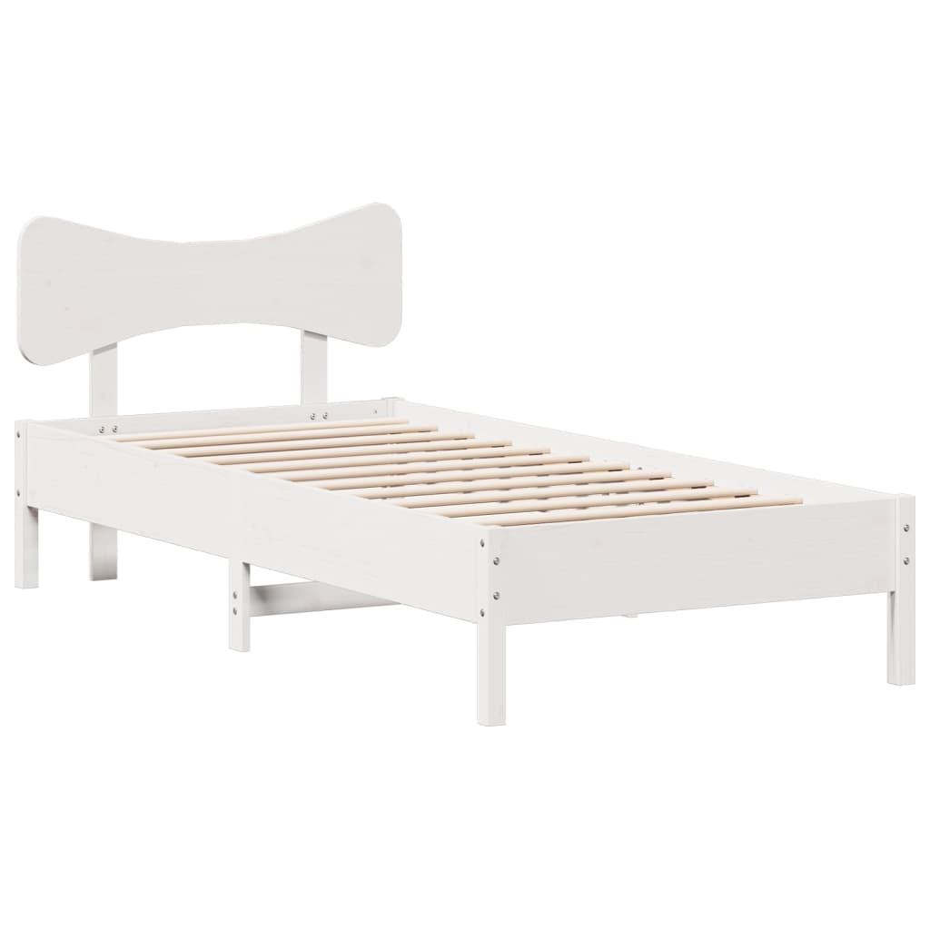 Letto senza Materasso Bianco 90x190 cm in Legno Massello Pino 3328254