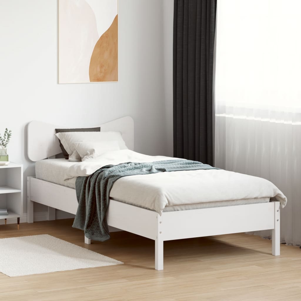 Letto senza Materasso Bianco 90x190 cm in Legno Massello Pino 3328254