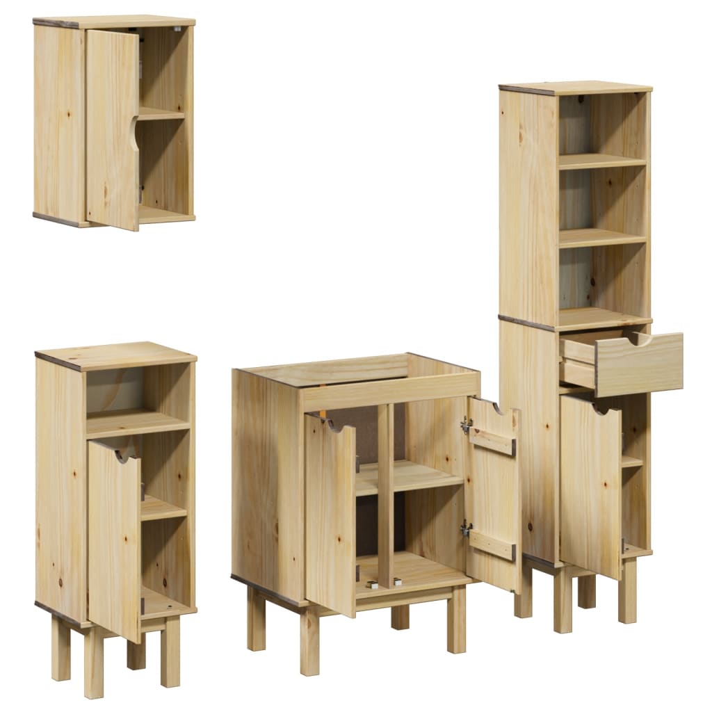 Set Mobili da Bagno 4 pz OTTA in Legno Massello di Pino 3307683