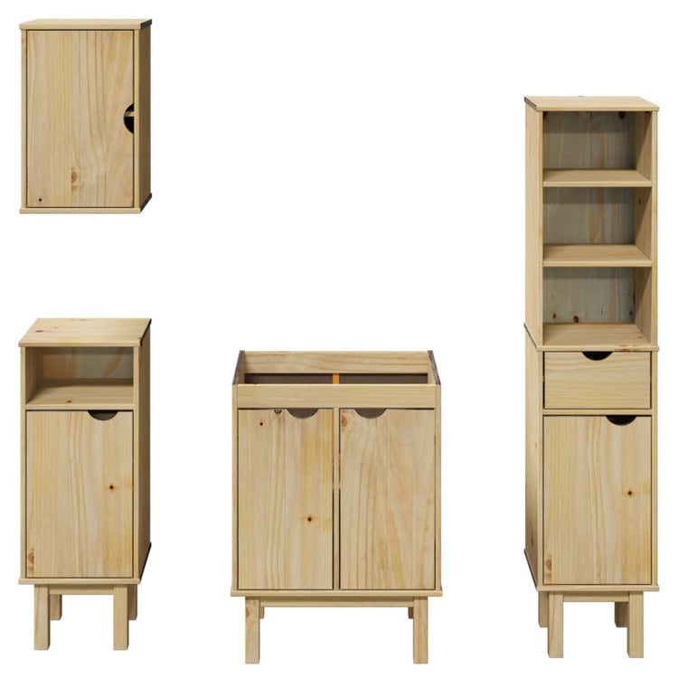 Set Mobili da Bagno 4 pz OTTA in Legno Massello di Pino 3307683