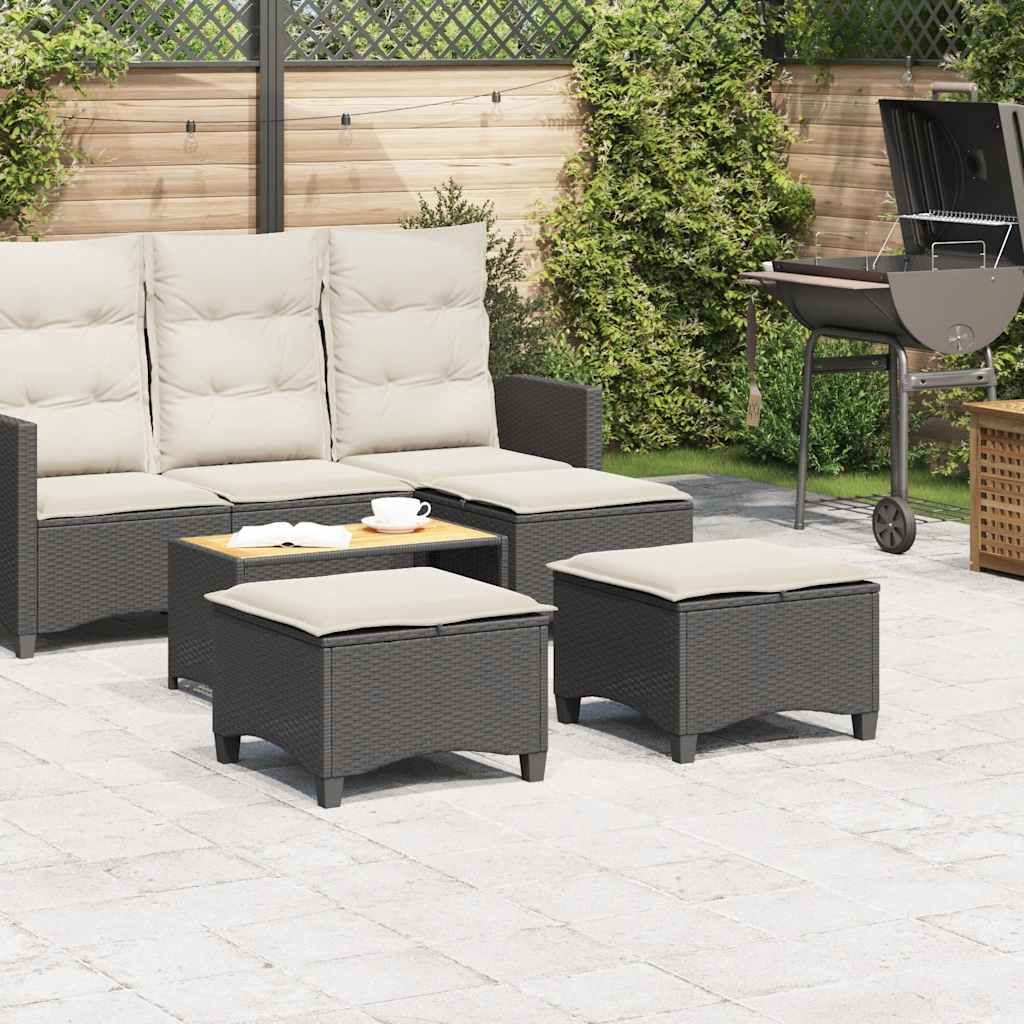 Sgabelli Giardino con Cuscini 2 pz Nero 55x55x36 cm Polyrattan 4108246