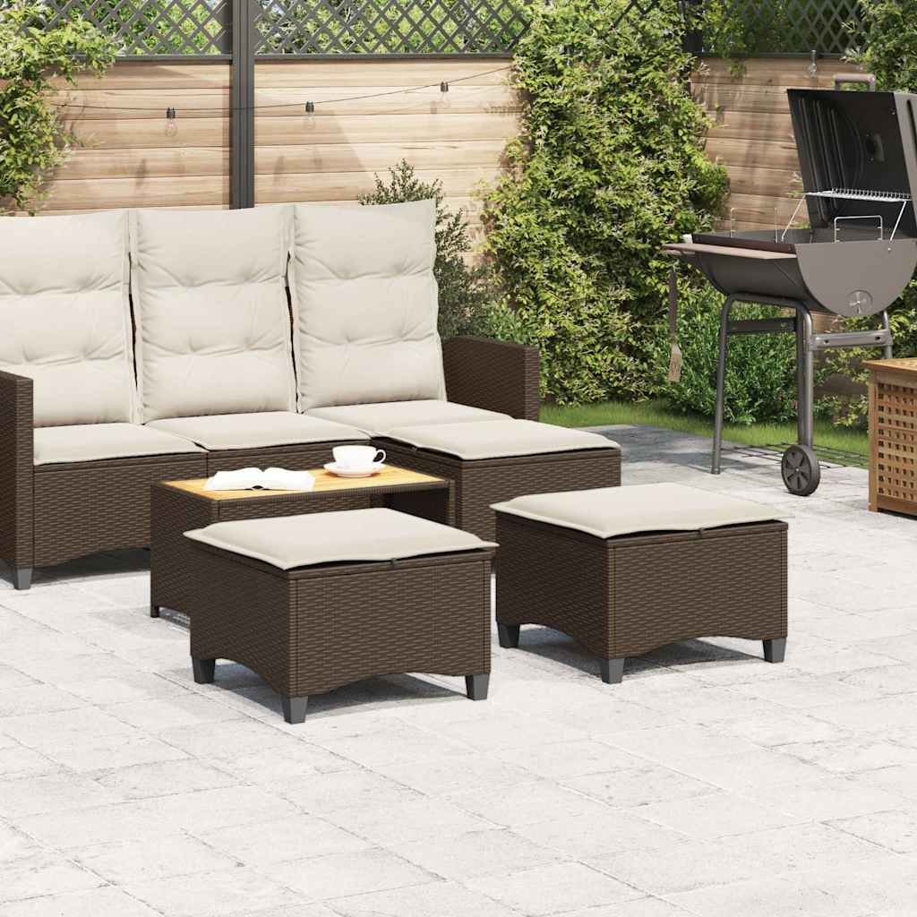 Sgabelli Giardino con Cuscini 2pz Marrone 55x55x36cm Polyrattan 4108247