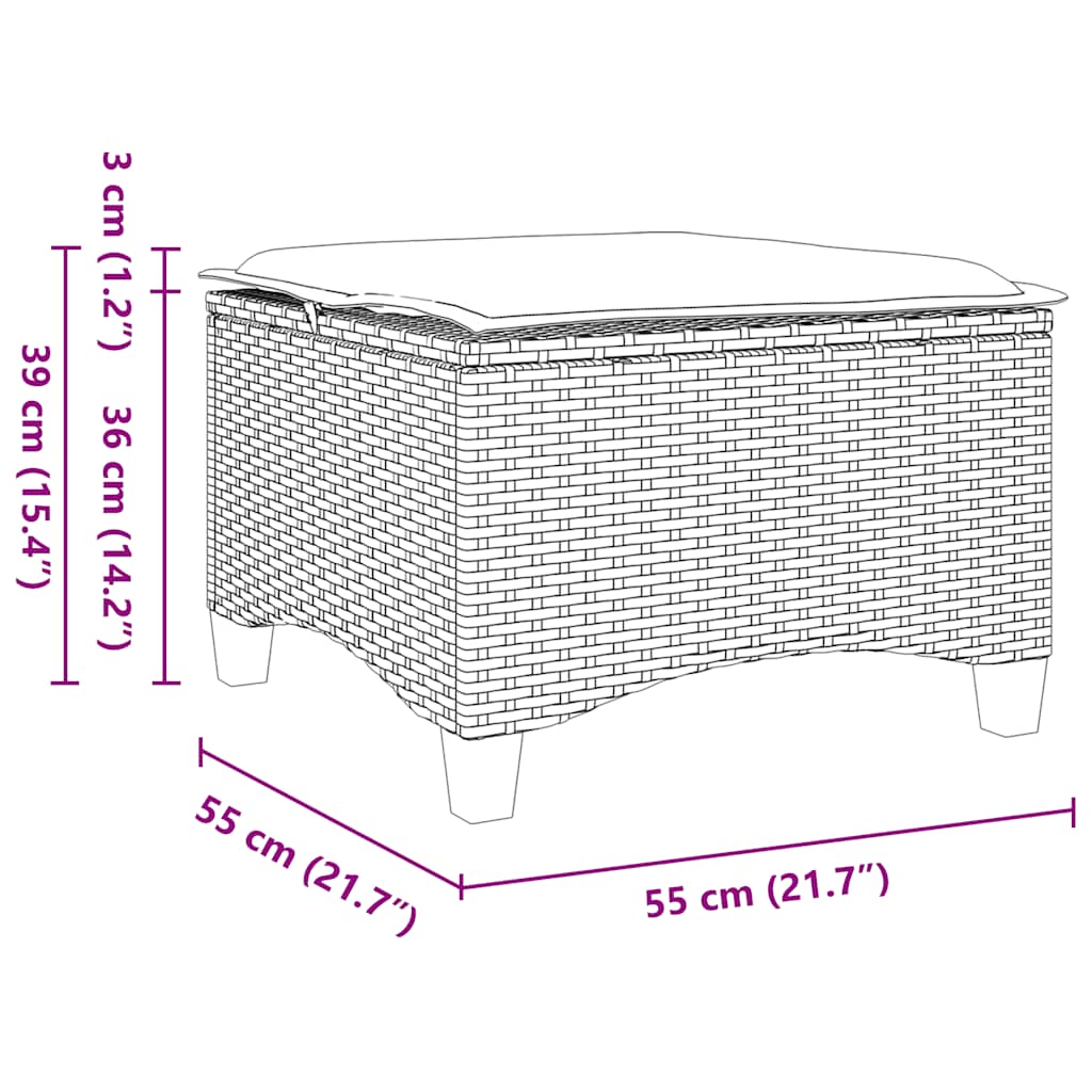 Sgabelli Giardino con Cuscini 2pz Marrone 55x55x36cm Polyrattan 4108247