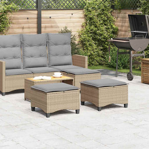 Sgabelli Giardino con Cuscini 4pz Beige 55x55x36 cm Polyrattan 4108249