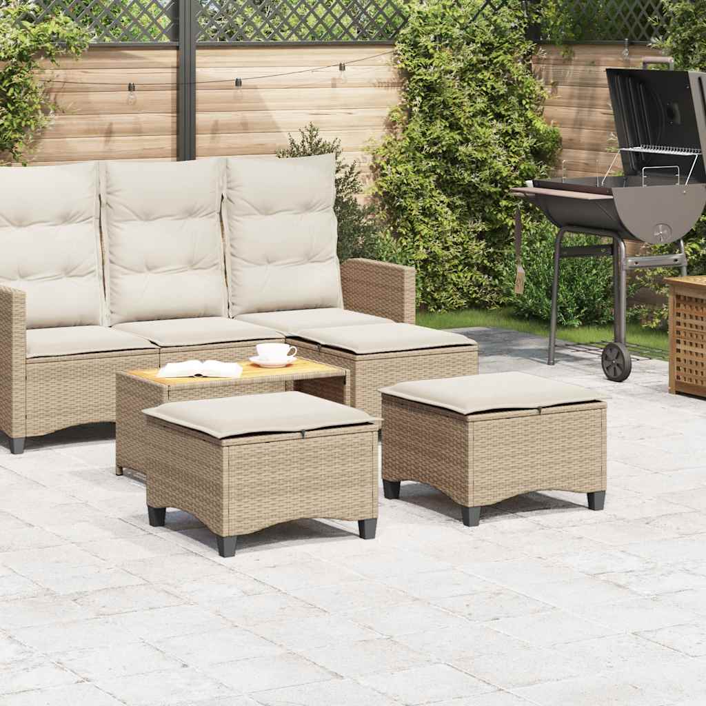 Sgabelli Giardino con Cuscini 4pz Beige 55x55x36 cm Polyrattan 4108250