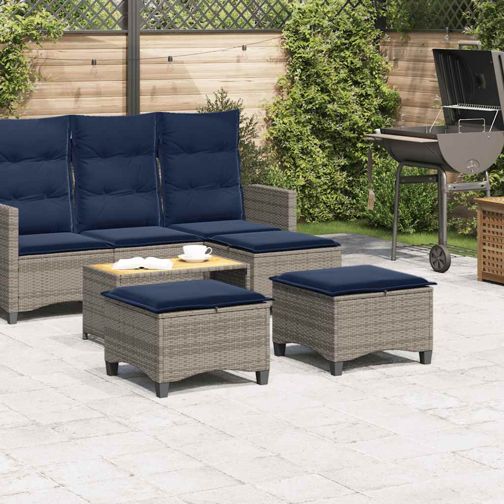 Sgabelli Giardino con Cuscini 2 pz Grigio 55x55x36cm Polyrattan 4108252