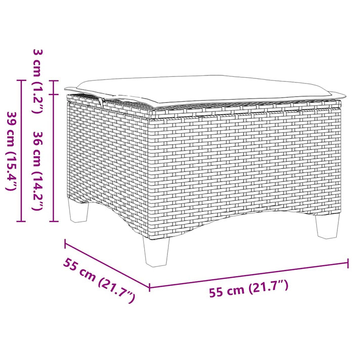 Sgabelli Giardino con Cuscini 2 pz Grigio 55x55x36cm Polyrattan 4108252