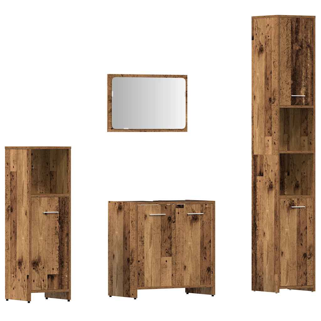 Set Mobili da Bagno 4 pz Legno Antico in Legno Multistrato 3328553