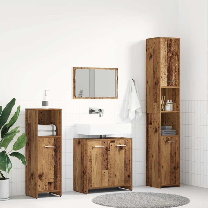 Set Mobili da Bagno 4 pz Legno Antico in Legno Multistrato 3328553