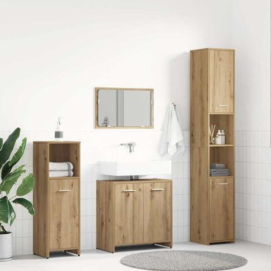 Set Mobili da Bagno 4 pz Rovere Artigianale Legno Multistrato 3328554