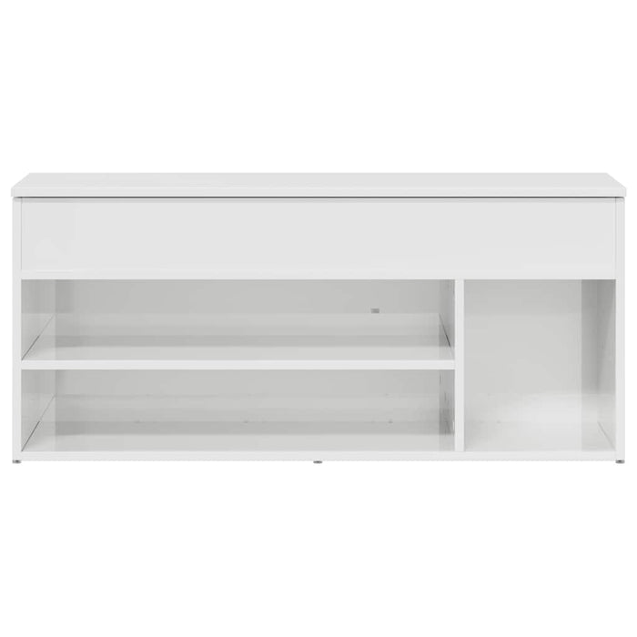 Panca Porta Scarpe Bianco Lucido 102x30,5x45 cm Truciolato 861149