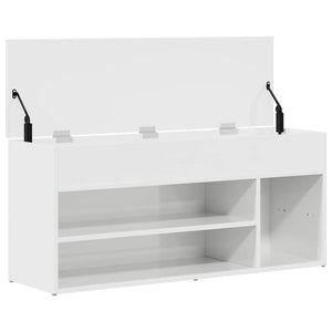 Panca Porta Scarpe Bianco Lucido 102x30,5x45 cm Truciolato 861149