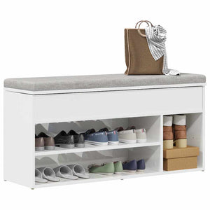 Panca Porta Scarpe Bianco Lucido 102x30,5x45 cm Truciolato 861149