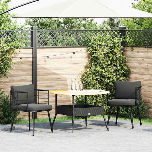 Sedie da Giardino con Cuscini 2 pz Nere in Polyrattan 3328656