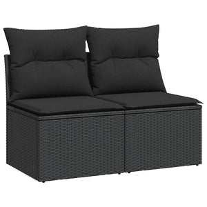 Set Divani Giardino 4 pz con Cuscini Nero in Polyrattan Acacia 3325231