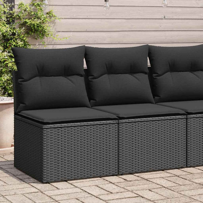 Set Divani Giardino 4 pz con Cuscini Nero in Polyrattan Acacia 3325231