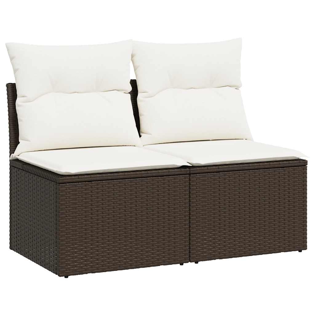 Set Divano Giardino 4 pz con Cuscini Marrone Polyrattan Acacia 3325239