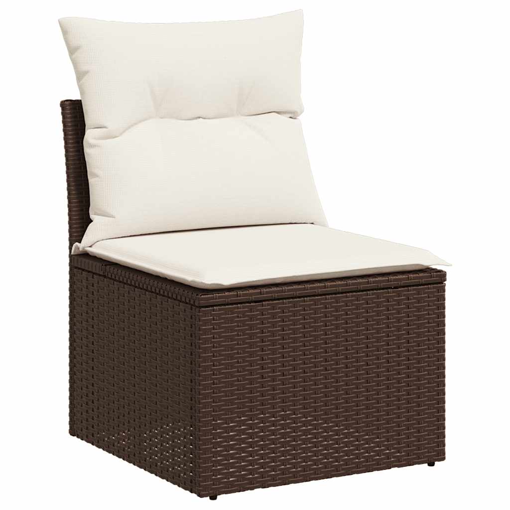 Set Divano Giardino 4 pz con Cuscini Marrone Polyrattan Acacia 3325239