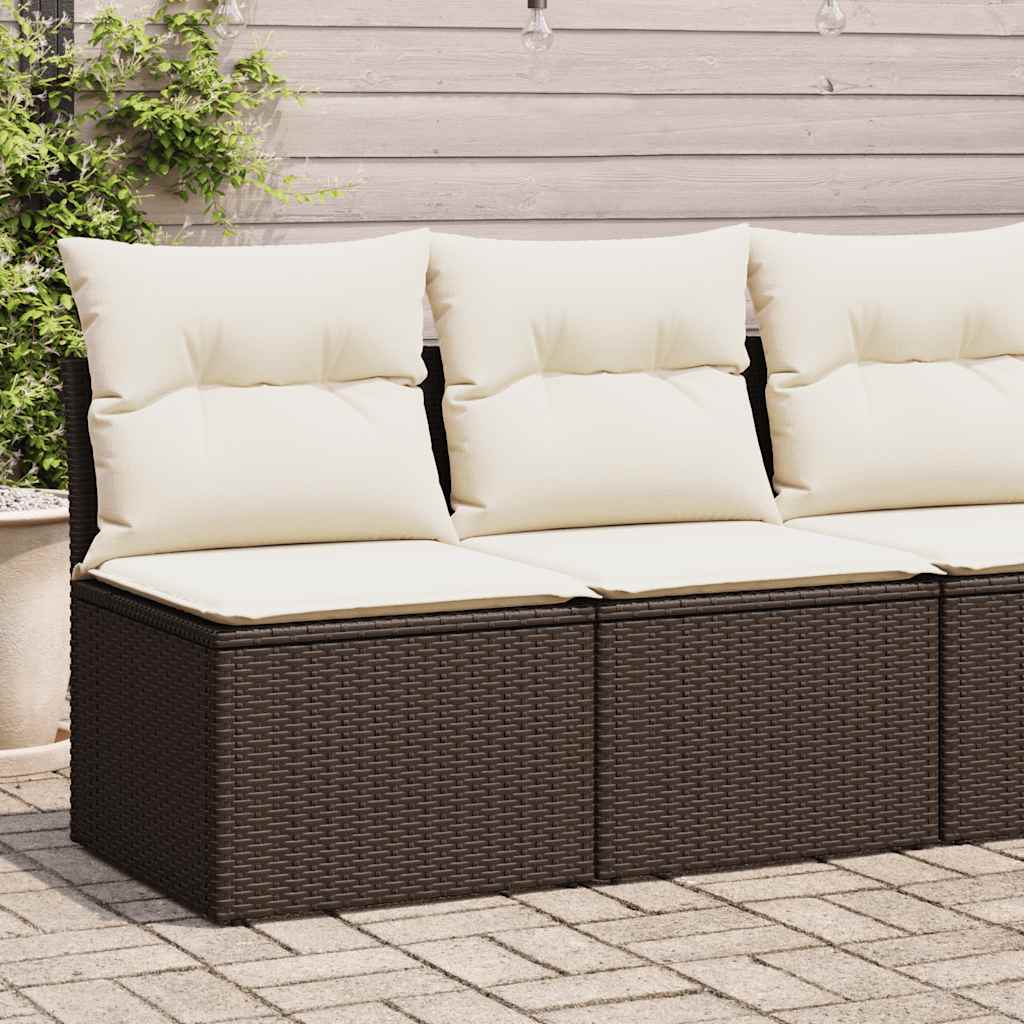 Set Divano Giardino 4 pz con Cuscini Marrone Polyrattan Acacia 3325239