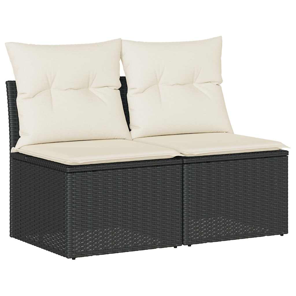 Set Divani Giardino 4 pz con Cuscini Nero in Polyrattan Acacia 3325242