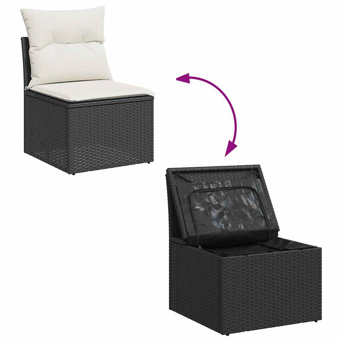 Set Divani Giardino 4 pz con Cuscini Nero in Polyrattan Acacia 3325242