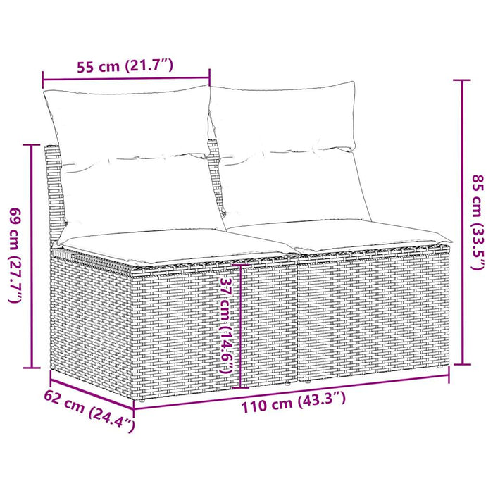 Set Divani Giardino 4 pz con Cuscini Nero in Polyrattan Acacia 3325242