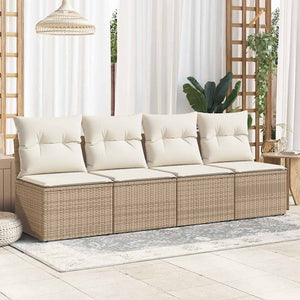 Set Divano da Giardino 4 pz con Cuscini Beige in Polyrattan 3325244