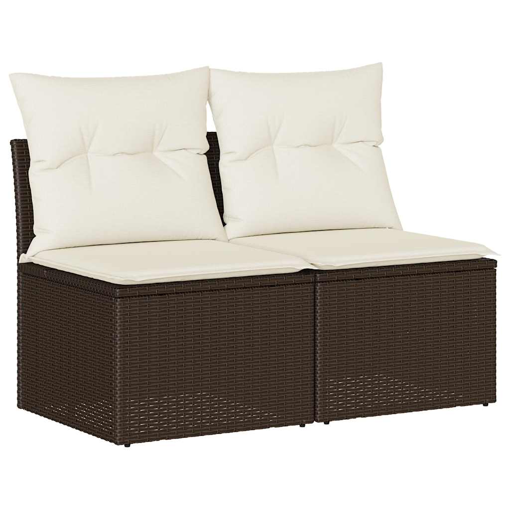 Set Divano Giardino 4 pz con Cuscini Marrone Polyrattan Acacia 3325249