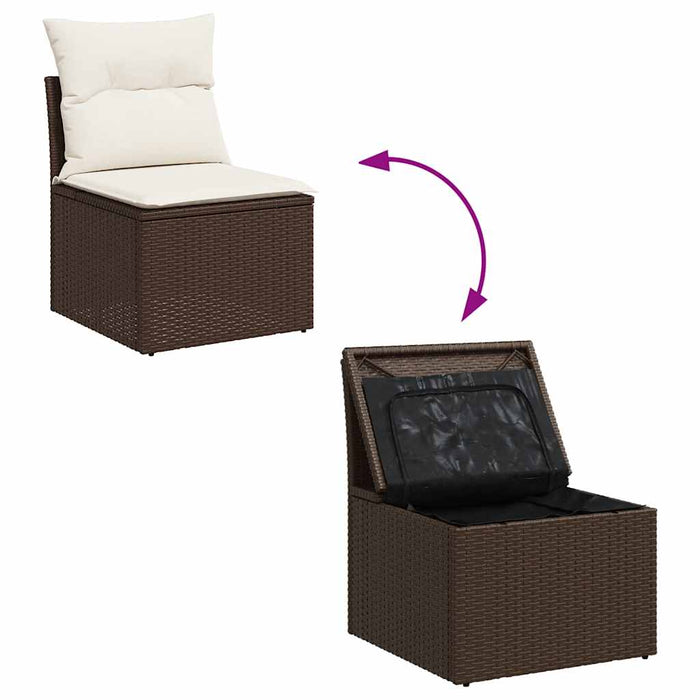 Set Divano Giardino 4 pz con Cuscini Marrone Polyrattan Acacia 3325249