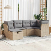 Set Divano da Giardino 6 pz con Cuscini Beige in Polyrattan 3325285