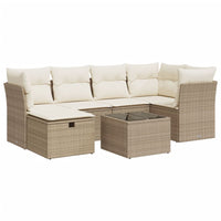 Set Divani da Giardino 7 pz con Cuscini Beige in Polyrattan 3325294