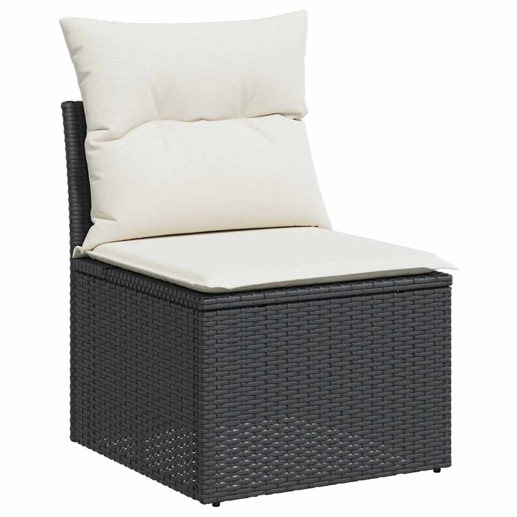 Set Divani da Giardino con Cuscini 7pz Nero Polyrattan 3325302