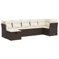 Set Divani da Giardino 7 pz con Cuscini Marrone in Polyrattan 3325309