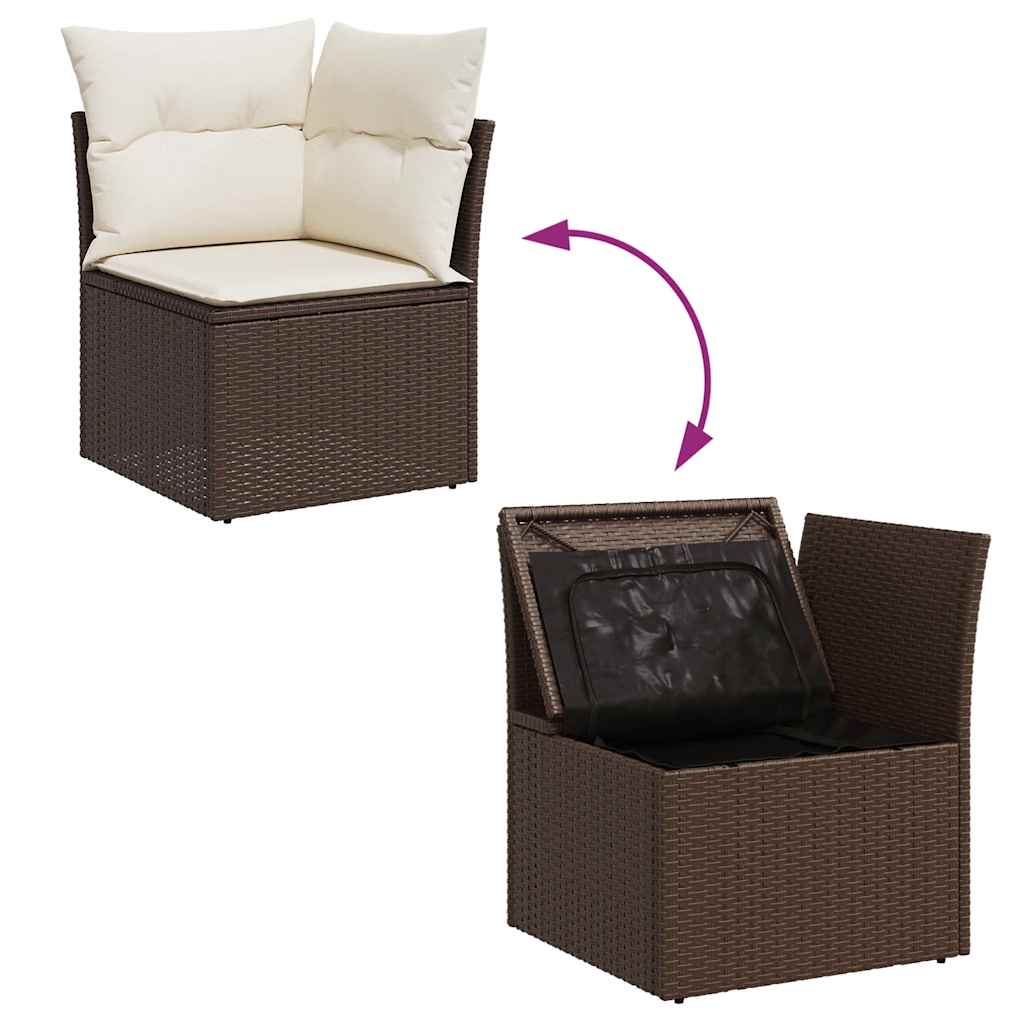 Set Divani da Giardino 7 pz con Cuscini Marrone in Polyrattan 3325309