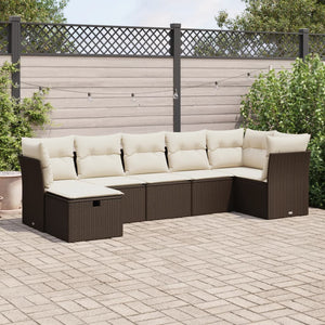 Set Divani da Giardino 7 pz con Cuscini Marrone in Polyrattan 3325309