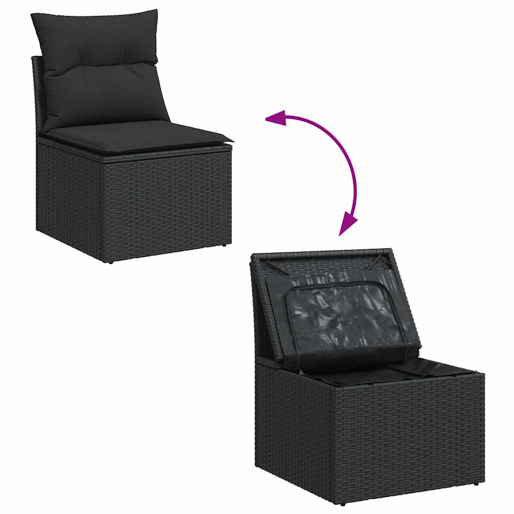 Set Divani da Giardino con Cuscini 8 pz Nero in Polyrattan 3325311