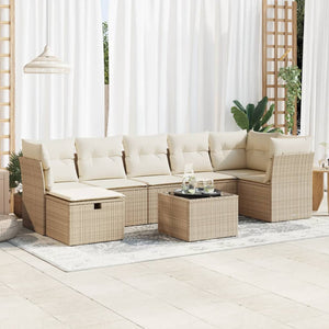 Set Divano da Giardino 8 pz con Cuscini Beige in Polyrattan 3325314