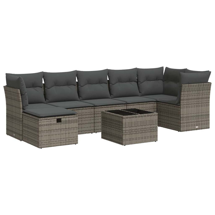 Set Divano da Giardino 8 pz con Cuscini Grigio in Polyrattan 3325316