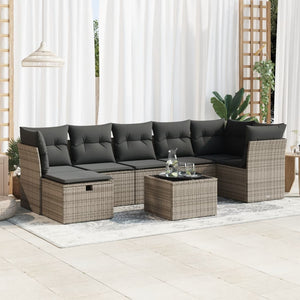 Set Divano da Giardino 8 pz con Cuscini Grigio in Polyrattan 3325316