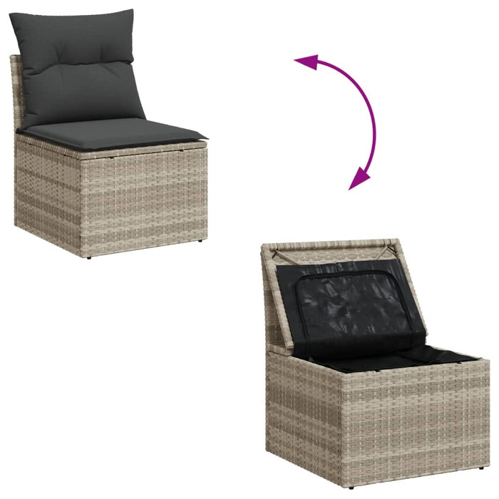 Set Divano da Giardino 6pz con Cuscini Grigio Chiaro Polyrattan 3325328