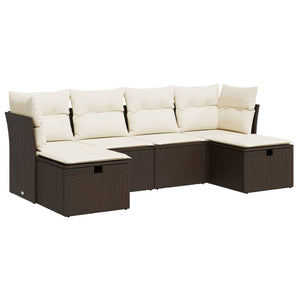 Set Divano da Giardino 6 pz con Cuscini Marrone in Polyrattan 3325329