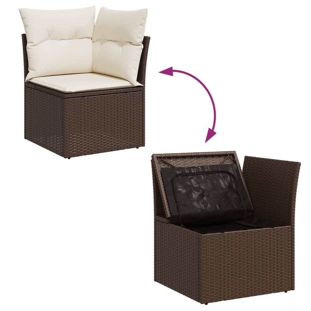 Set Divano da Giardino 6 pz con Cuscini Marrone in Polyrattan 3325329