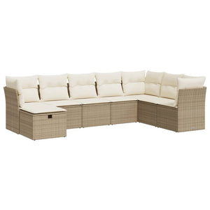 Set Divano da Giardino 8 pz con Cuscini Beige in Polyrattan 3325334